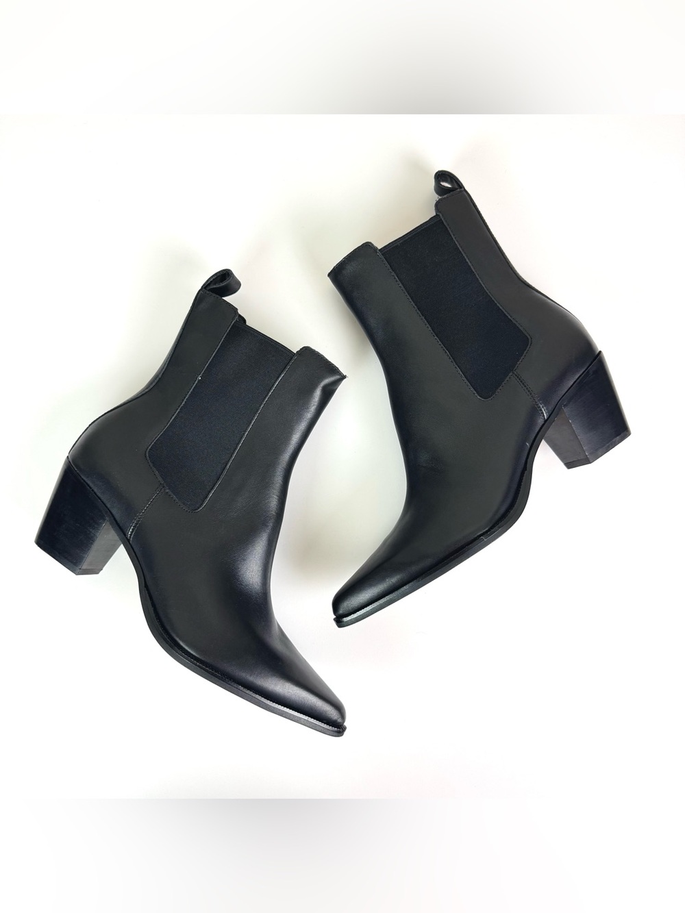 Dolce Vita Shadie H2O Black Leather Ankle Boots Western Sleek Minimalist Size 8 - Picture 11 of 11